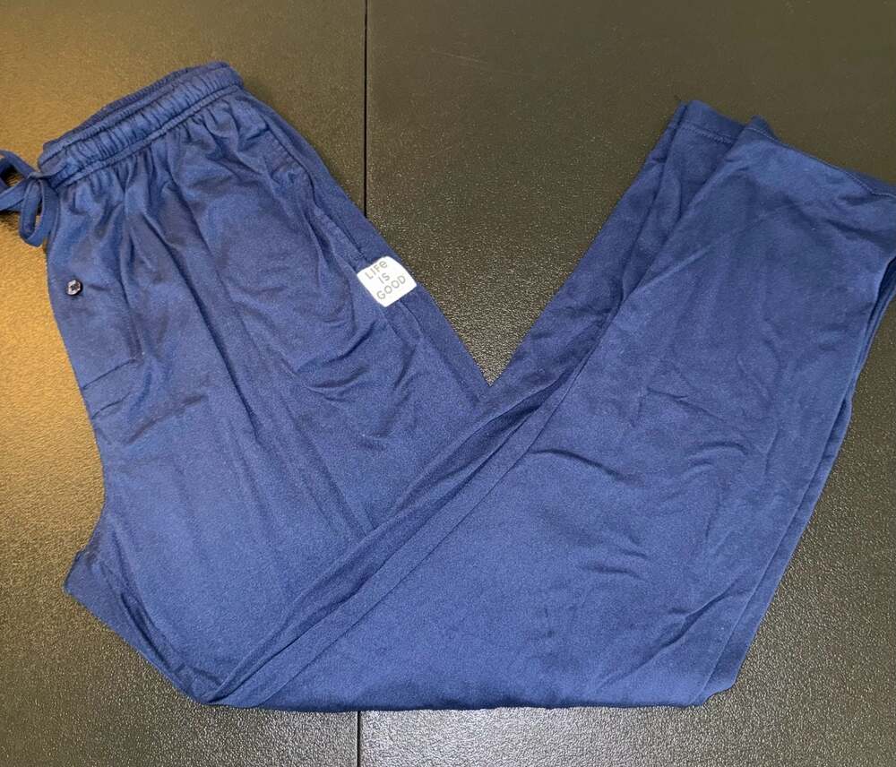 Life is Good Sleepwear Men's Blue Jersey Drawstring Pajama Pants Size L